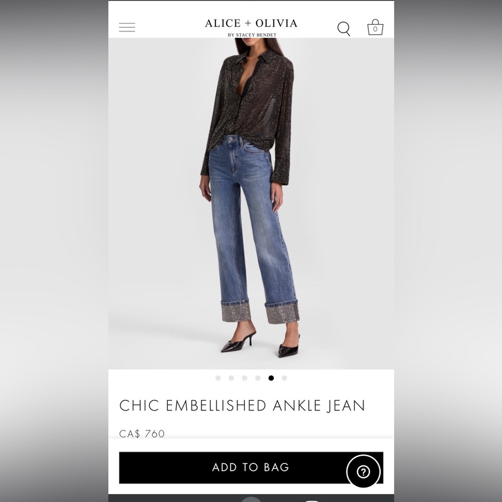 alice + olivia CHIC EMBELLISHED ANKLE JEAN